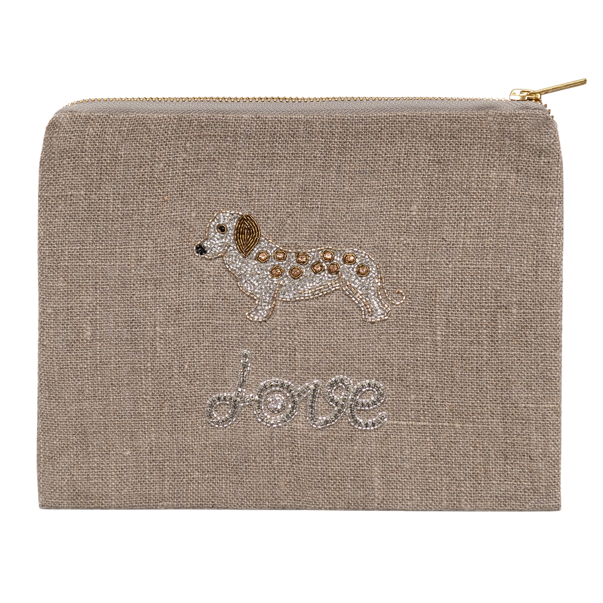 Wiener Dog Love Pouch in Beige, from Benaras by Citrus