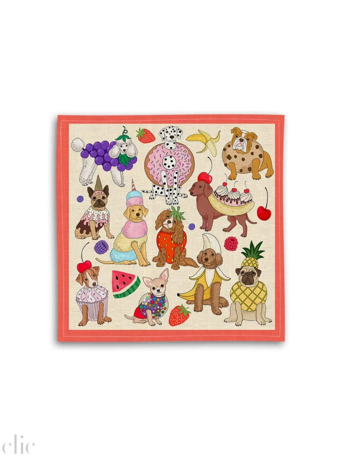 Dog Dessert Set of 4 Napkins, from Avenida Home
