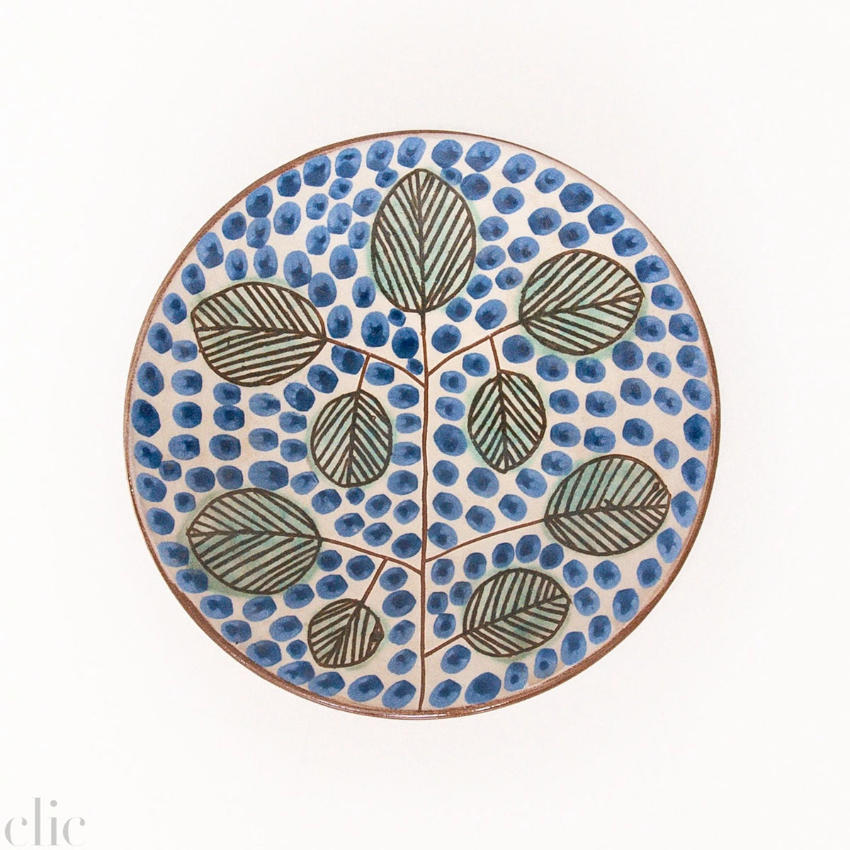 Dots Ceramic Plate in Blue, from Kiliim