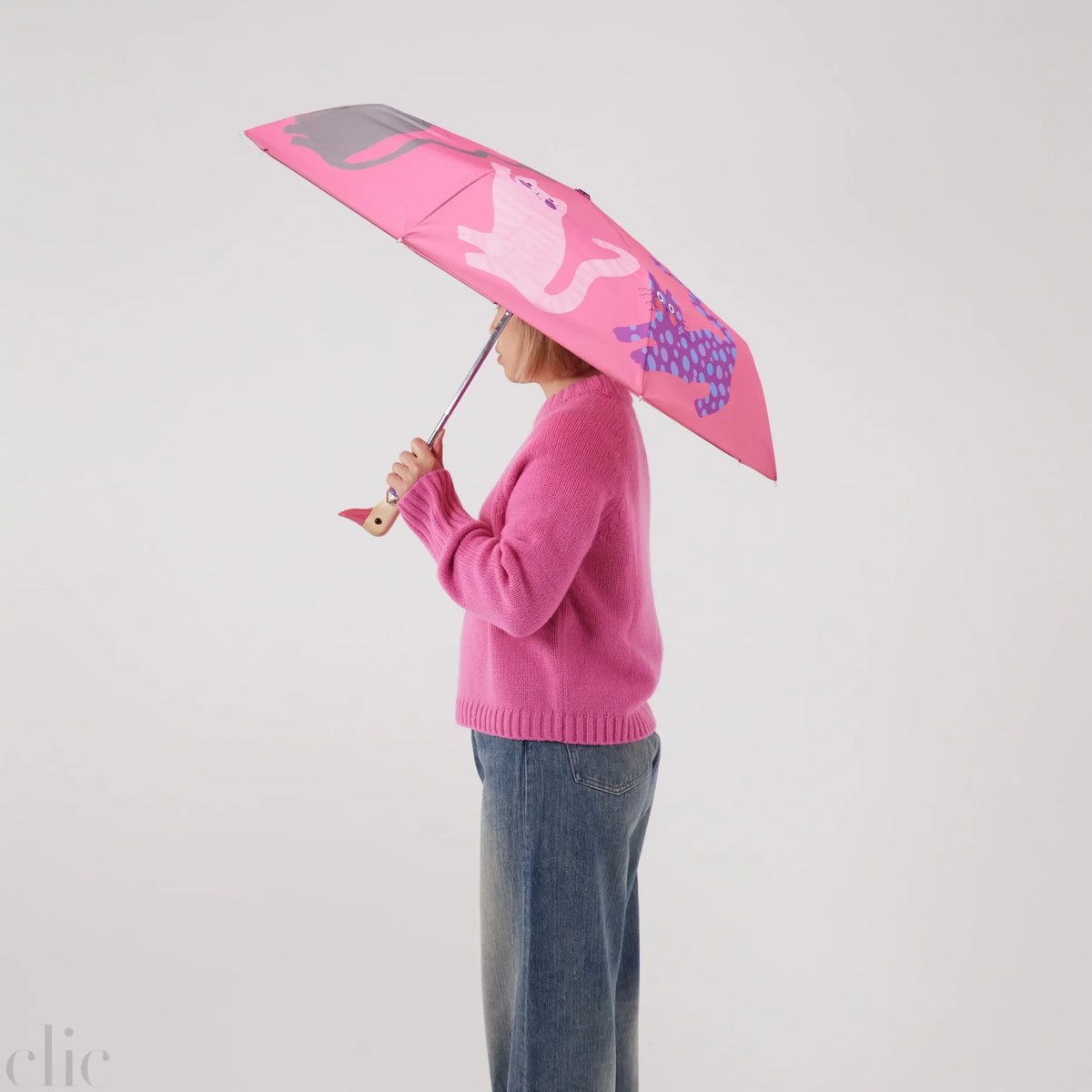 Arty Cats Compact Duck Umbrella in Fuchsia, from Origonal Duckhead