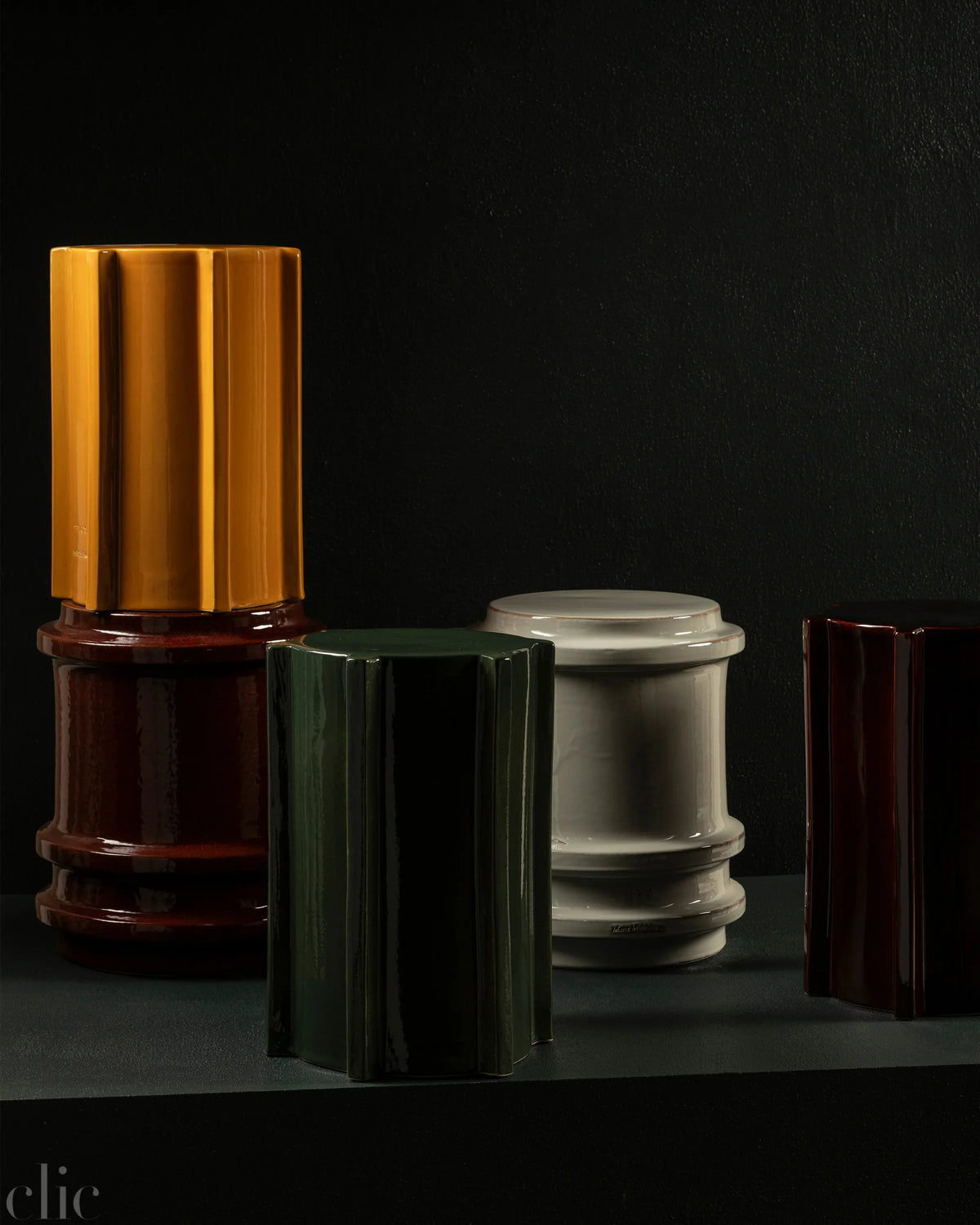 Side Table in Ocher Geometrical