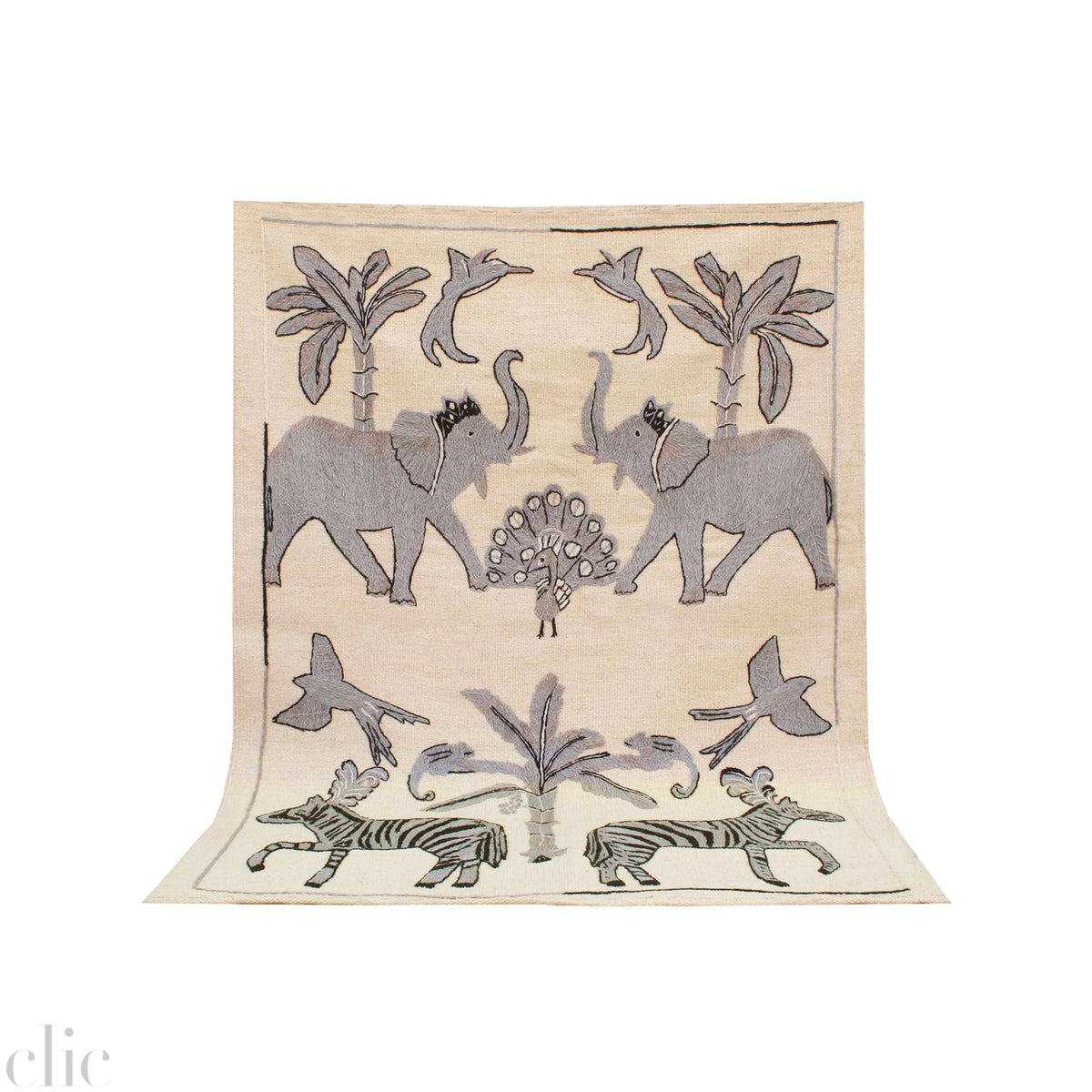 Elephant and Zebra Suzani Kilim Rug