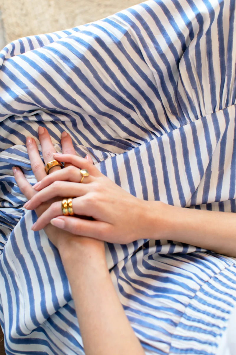 Shirred Skirt in Ocean Stripe, from Emerson Fry