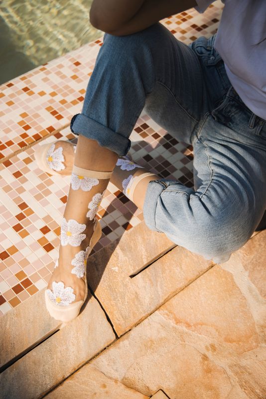 Murano Socks in Creme, from Atelier St Eustache