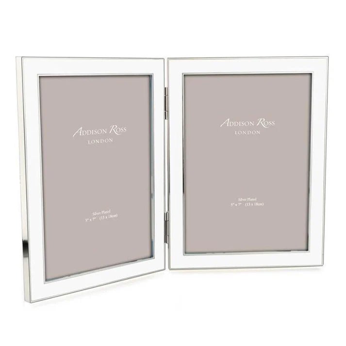Double Enamel Frame in White and Silver, from Addison Ross
