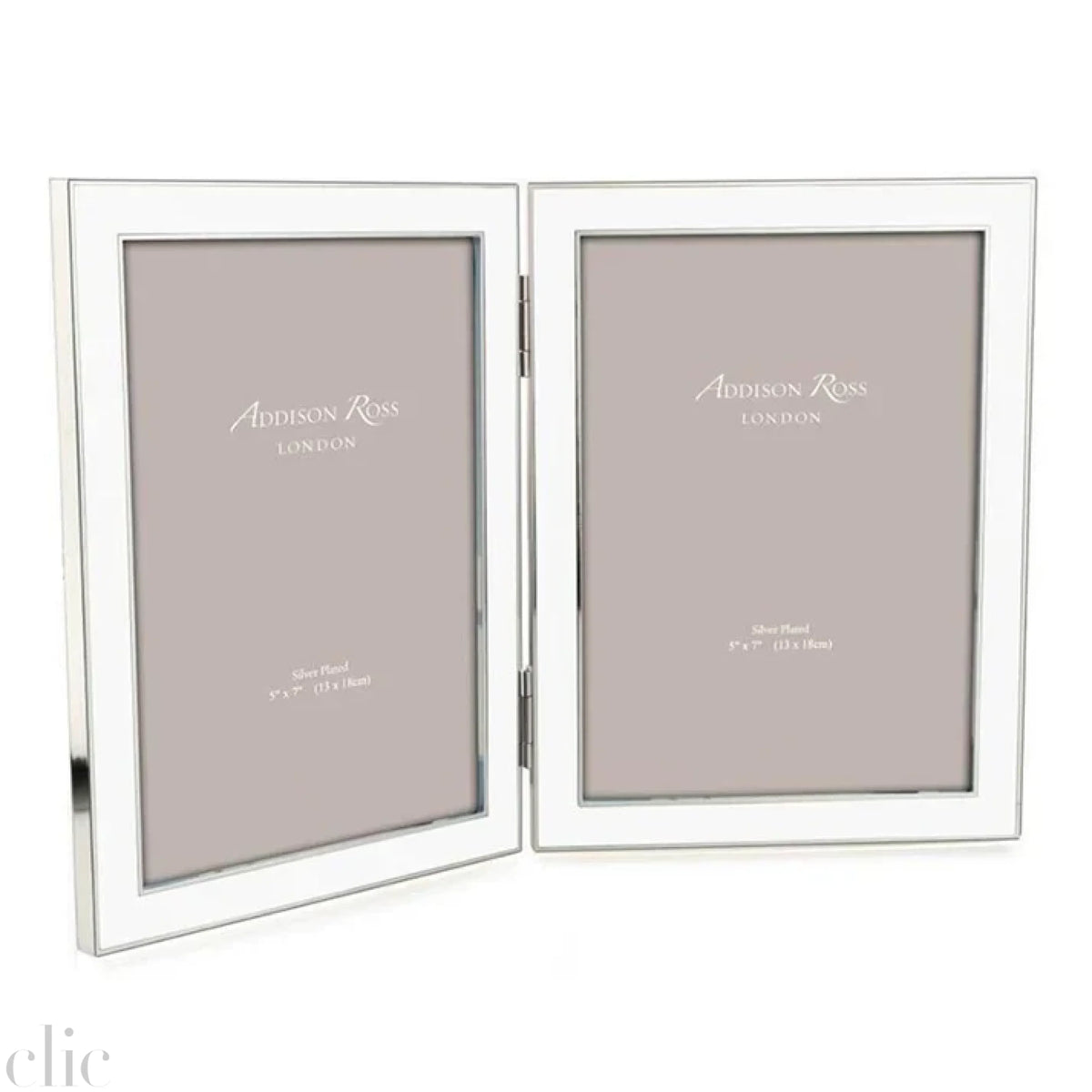 Double Enamel Frame in White and Silver