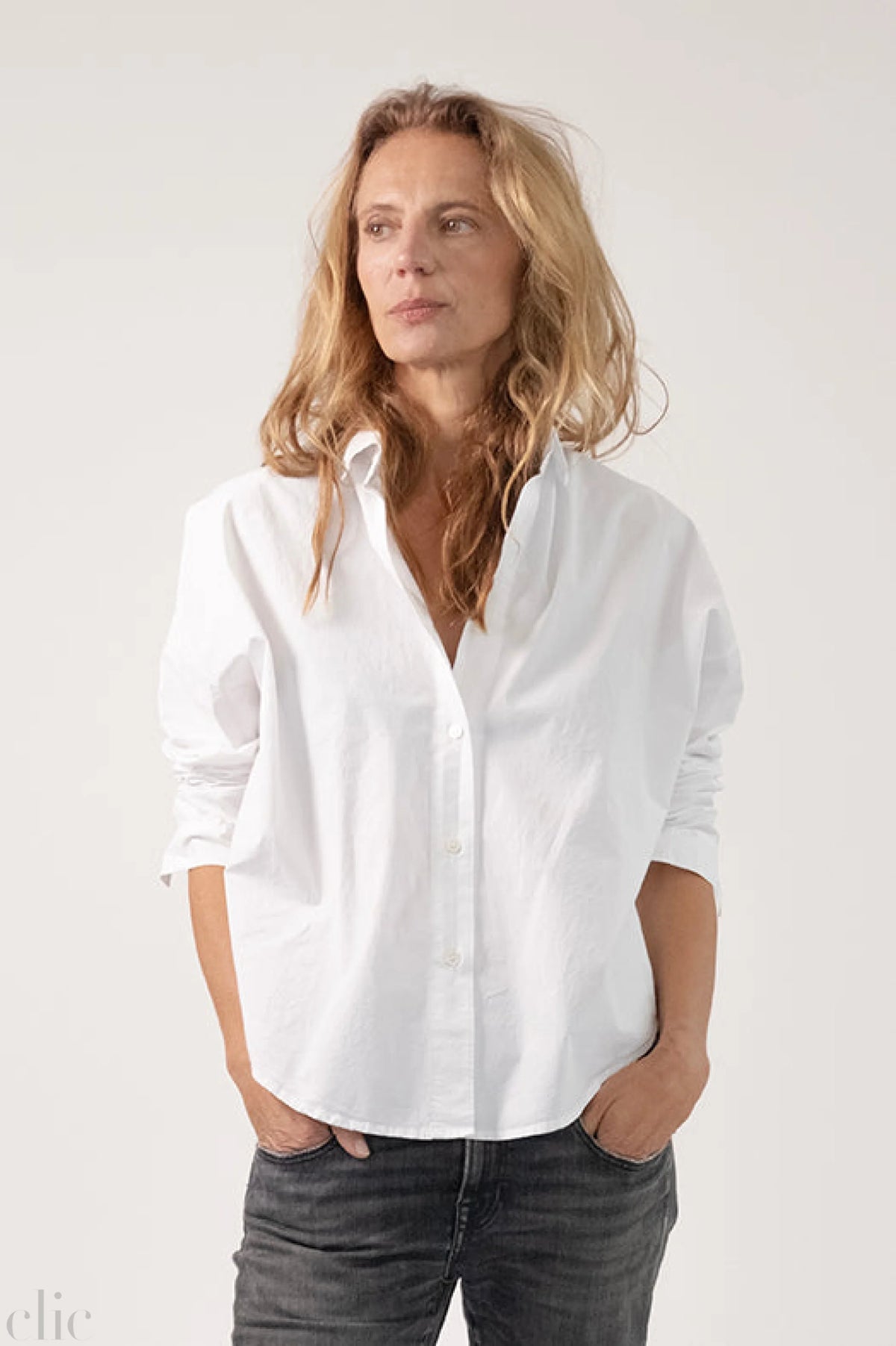 Zoe Japanese Poplin Shirt in White, from Monday12