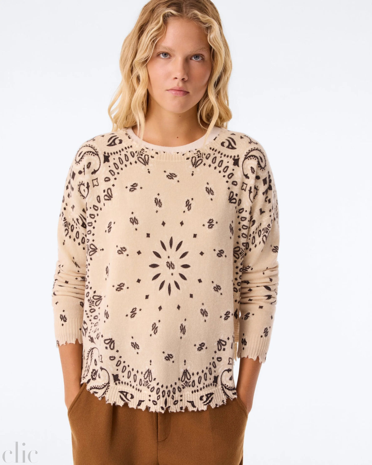 Mela Bandana Sweater in Organic Brown, from Kujten