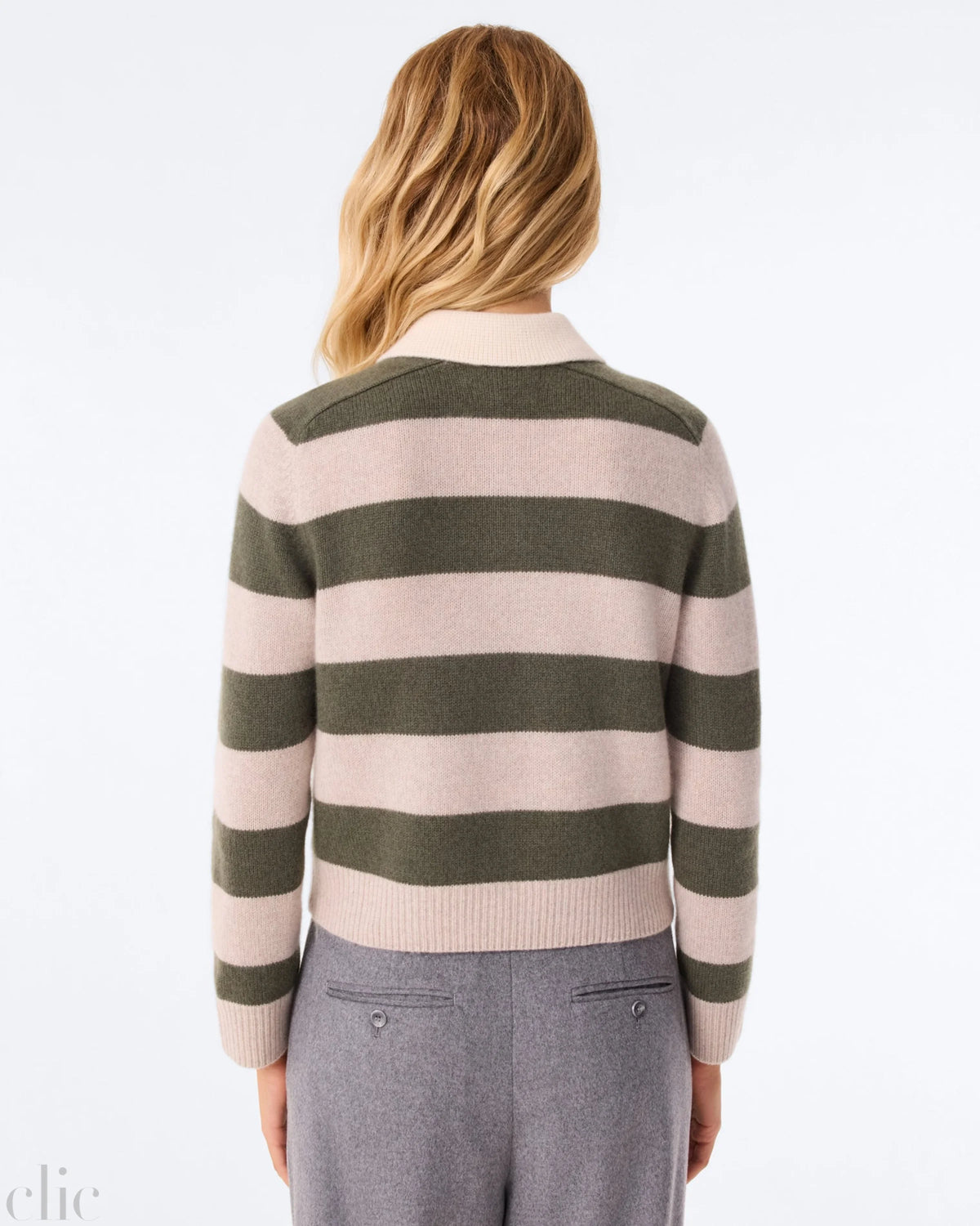 Polo Royce Stripe Sweater in Dark Khaki, from Kujten