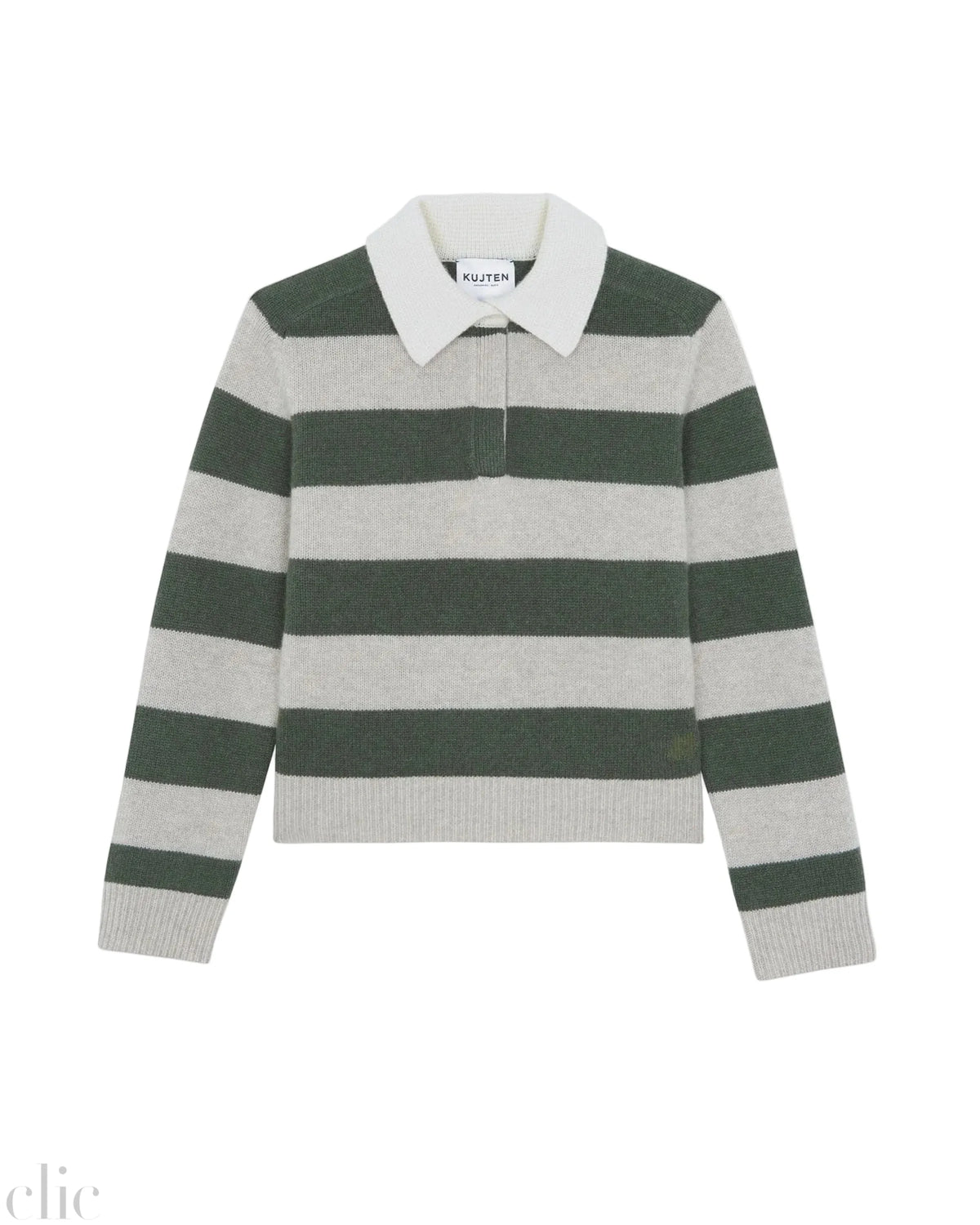 Polo Royce Stripe Sweater in Dark Khaki, from Kujten
