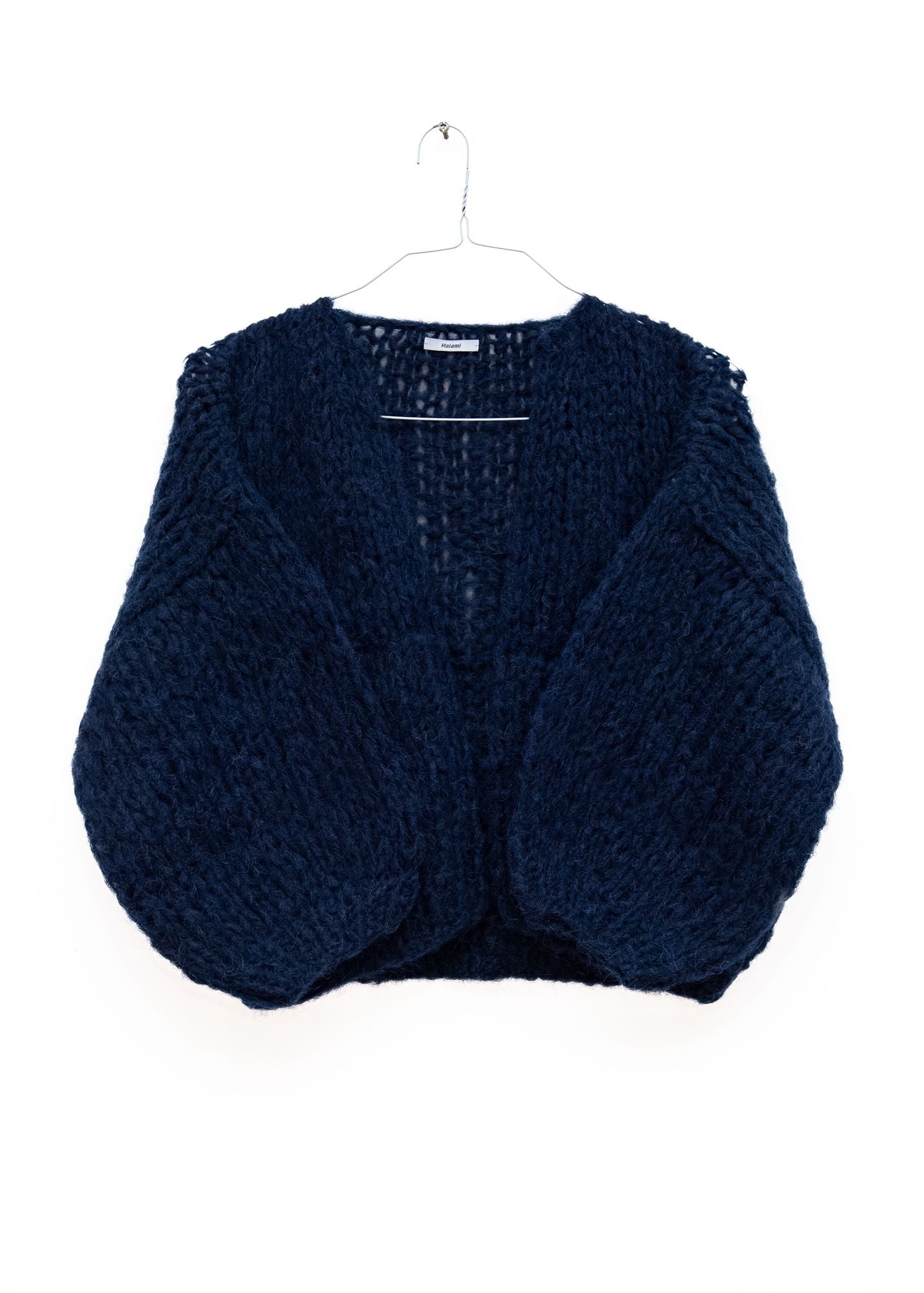 Fleecy Alpaca Bomber Cardigan in Dark Blue, from Maiami