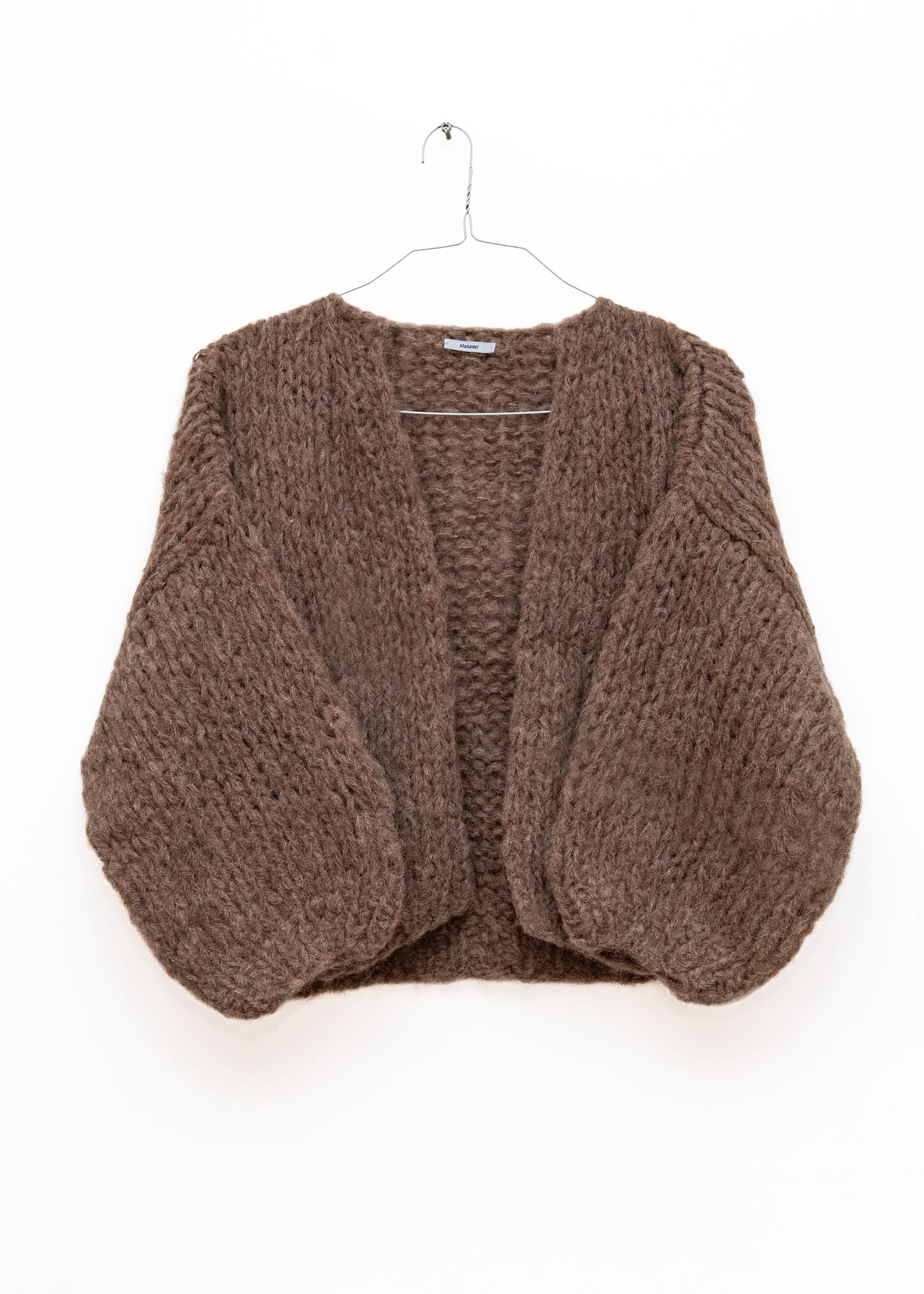 Fleecy Alpaca Bomber Cardigan in Natural Brown, from Maiami