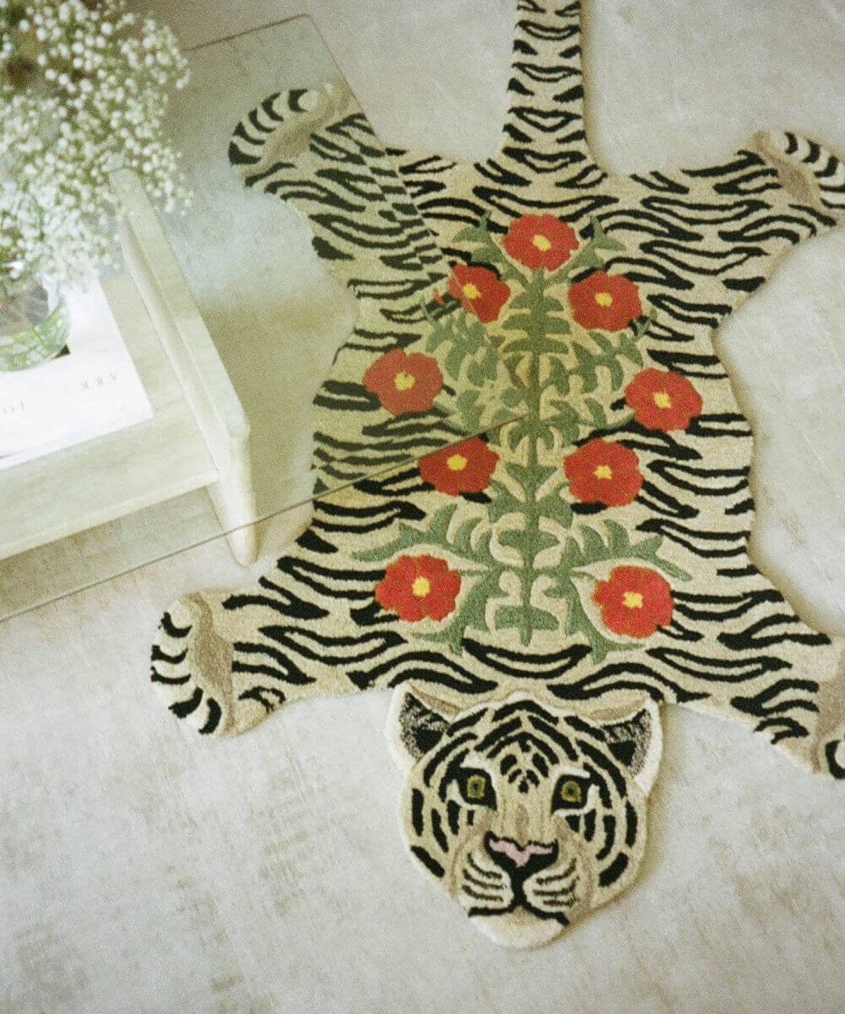 Floral White Tiger Rug, from Doing Goods