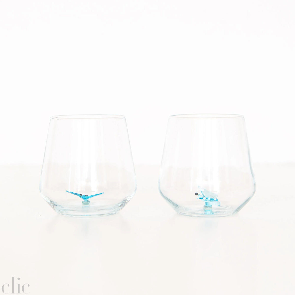 Butterfly Drinking Glass in Blue
