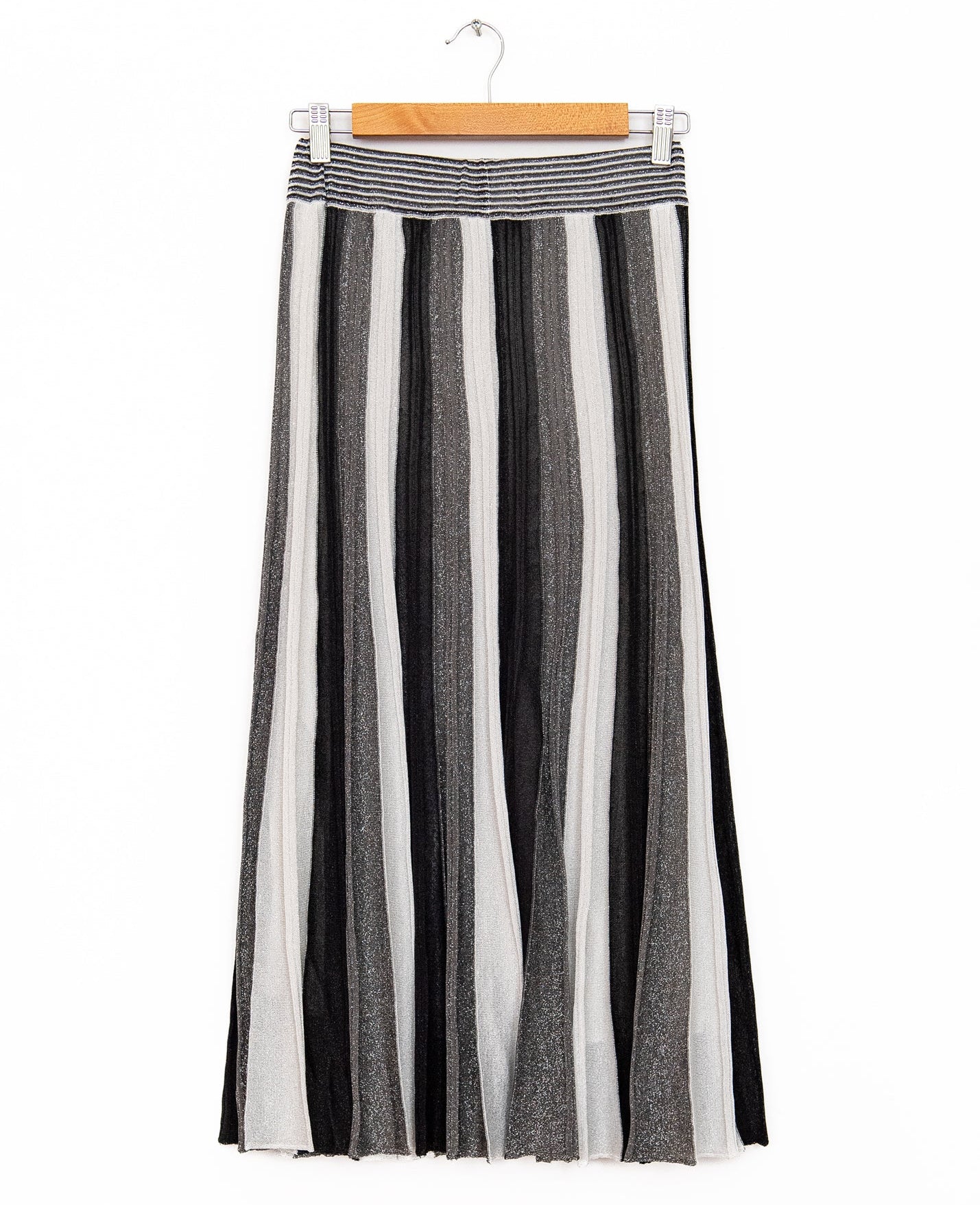 Gala Long Pleated Skirt in Gris & Argent, from Maison Lurex