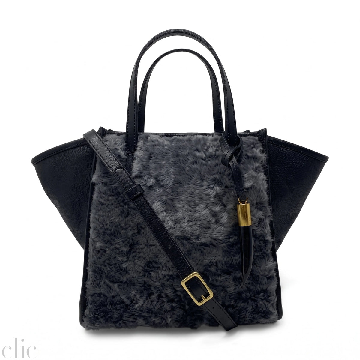 Stone Shearling Mini Tote in Stone, from Kempton & Co.
