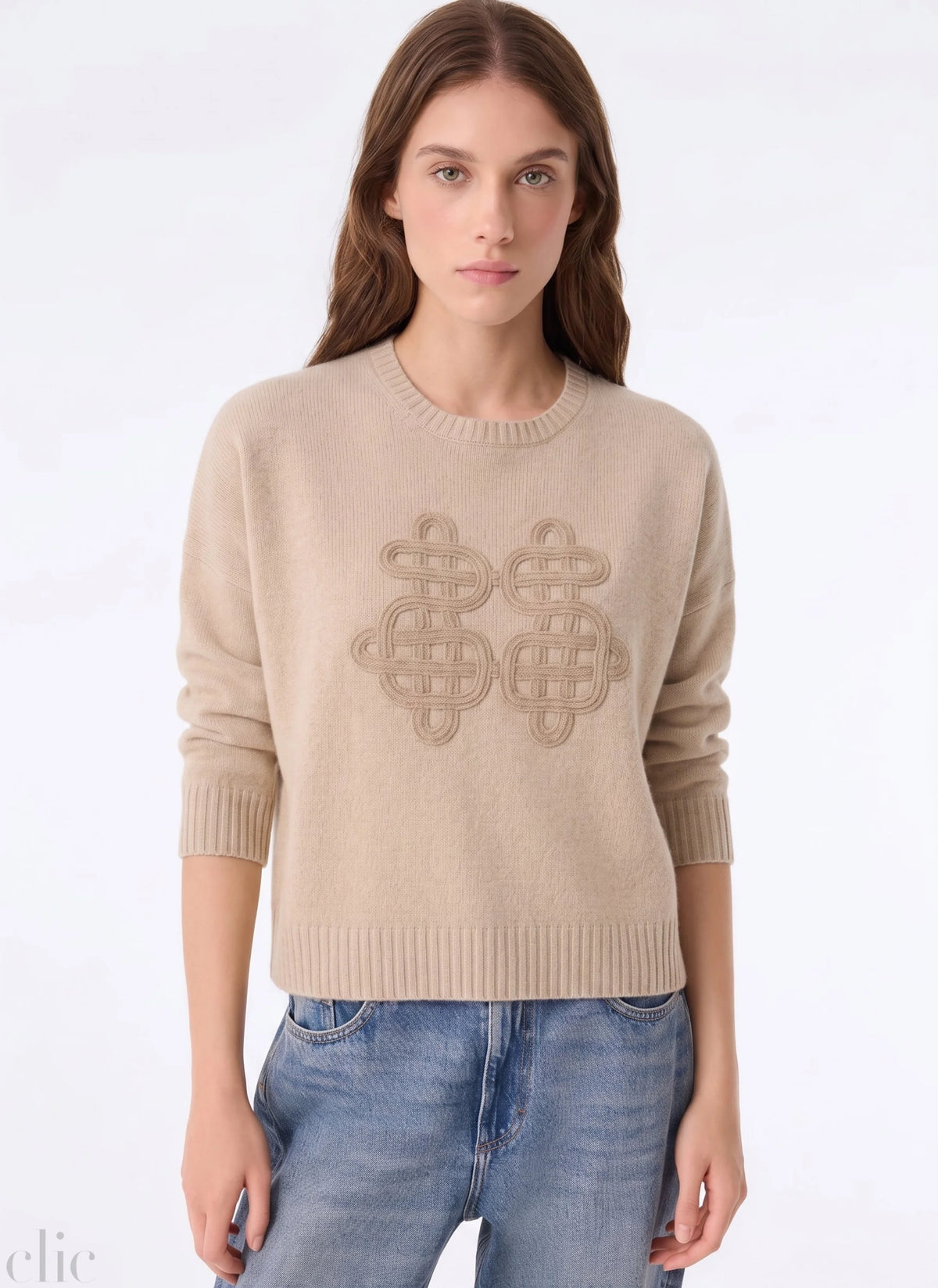 Amelie Symbol Sweater in Latte, from Kujten