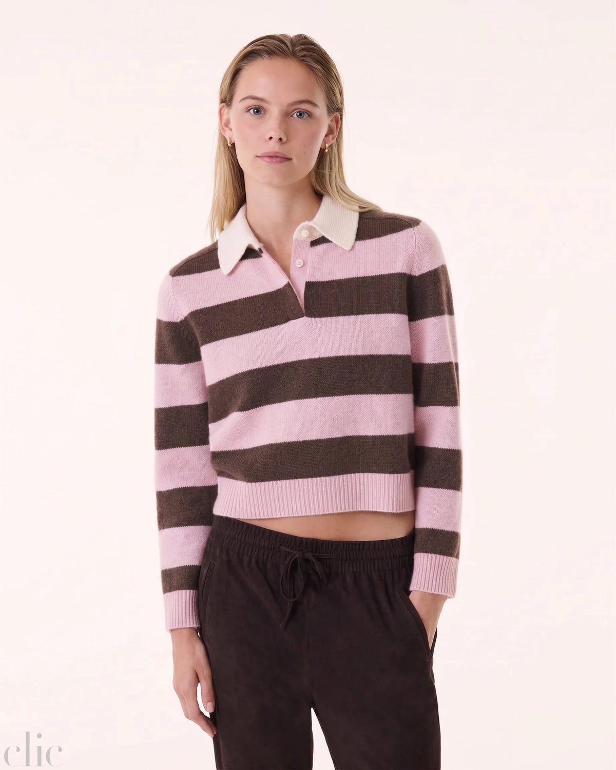 Polo Royce Stripe Sweater in Milano Blush, from Kujten