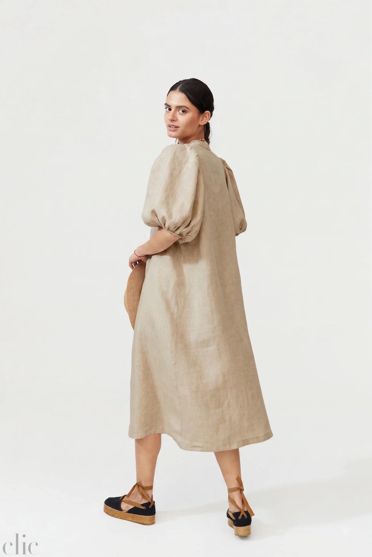 Bubble Linen Dress in Natural, from Lanhtropy