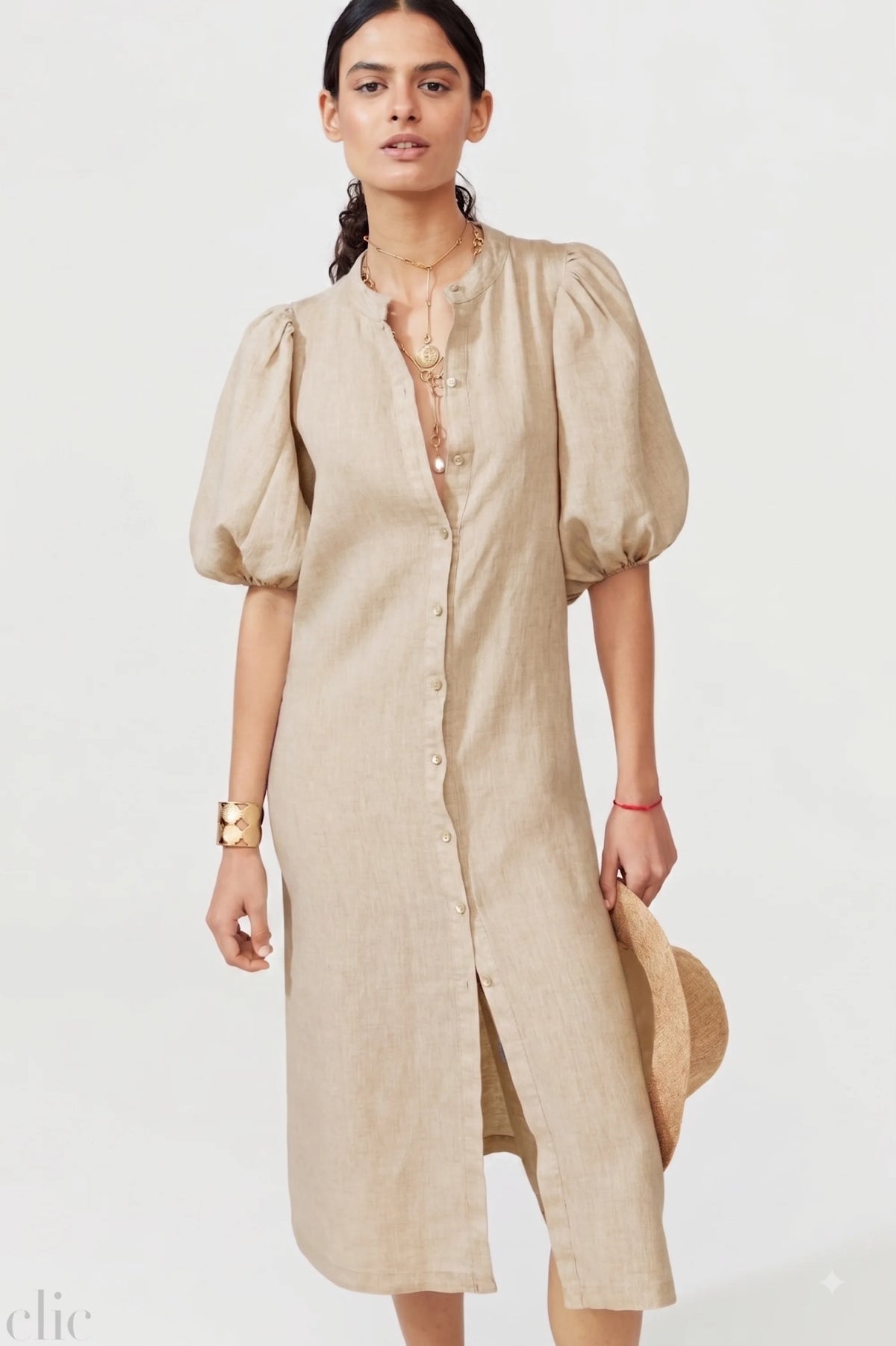 Bubble Linen Dress in Natural, from Lanhtropy