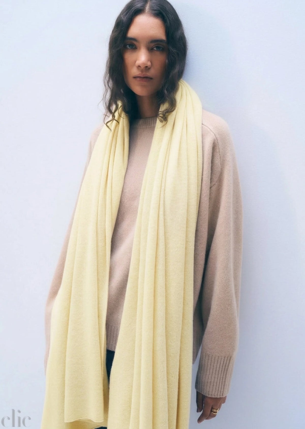 Cashmere Travel Wrap in Lemonade, from White and Warren