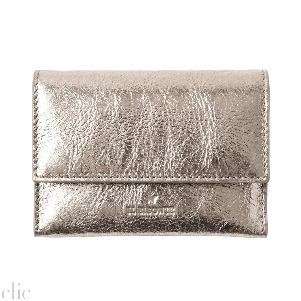 Anna Card Case in Metallic Platinum, from IL Bisonte