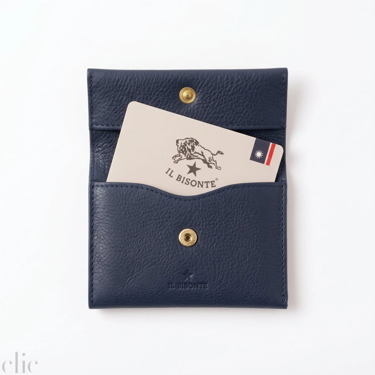 Anna Card Case in Blue, from IL Bisonte
