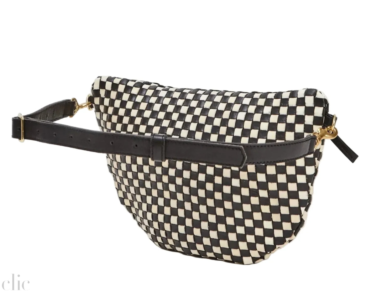 Grande Fanny Checker Bag in Black & Cream, from Clare V