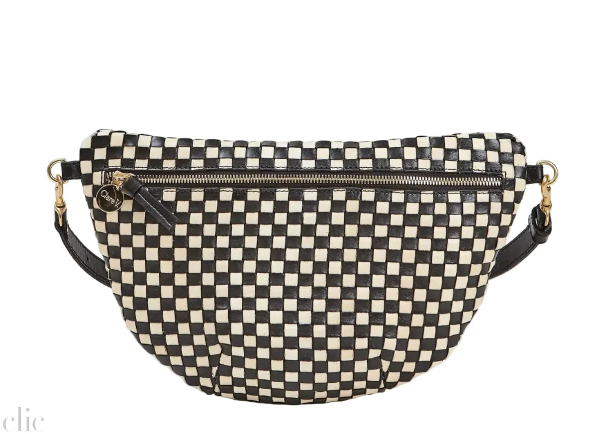 Grande Fanny Checker Bag in Black & Cream, from Clare V
