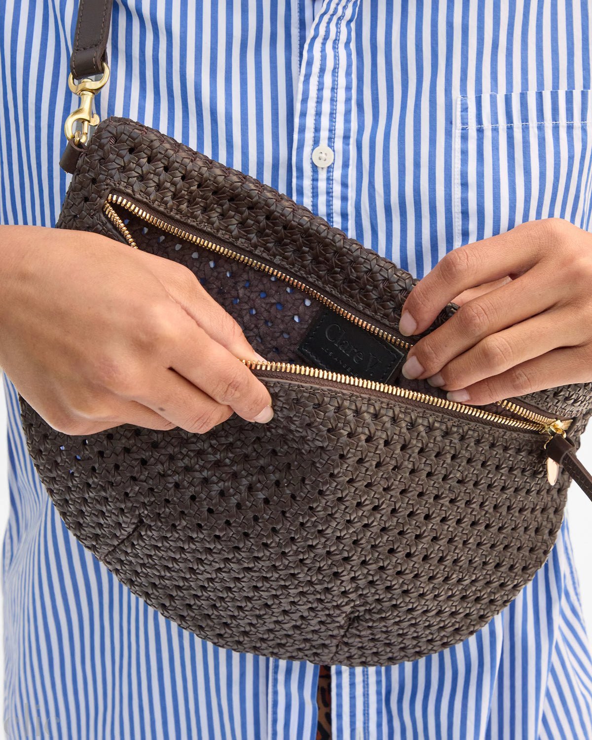 Grande Fanny Pack in Chocolate Rattan, from Clare V