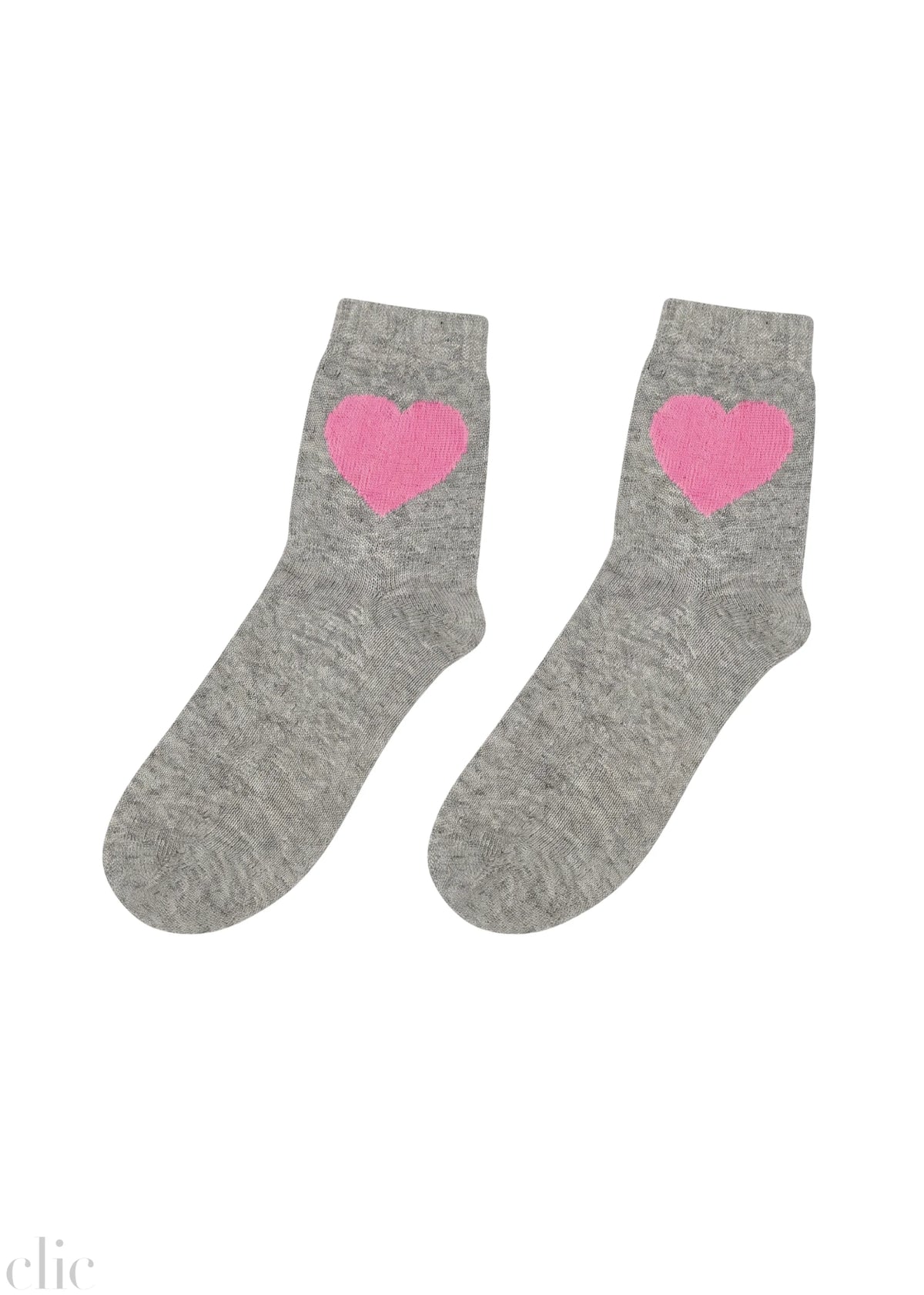 Cashmere Heart Socks in Grey and Pink, from Jumper 1234