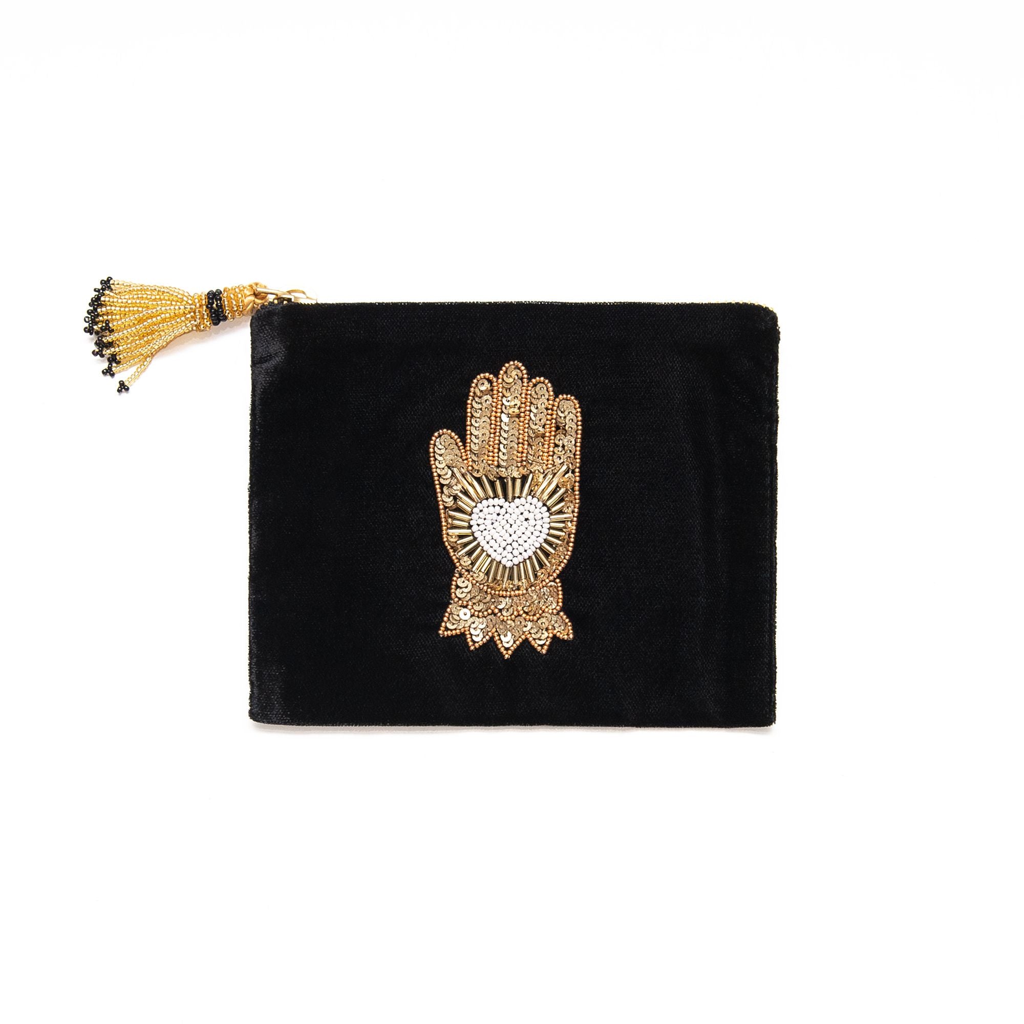 Hand Velvet Pouch in Black, from Olivia Dar