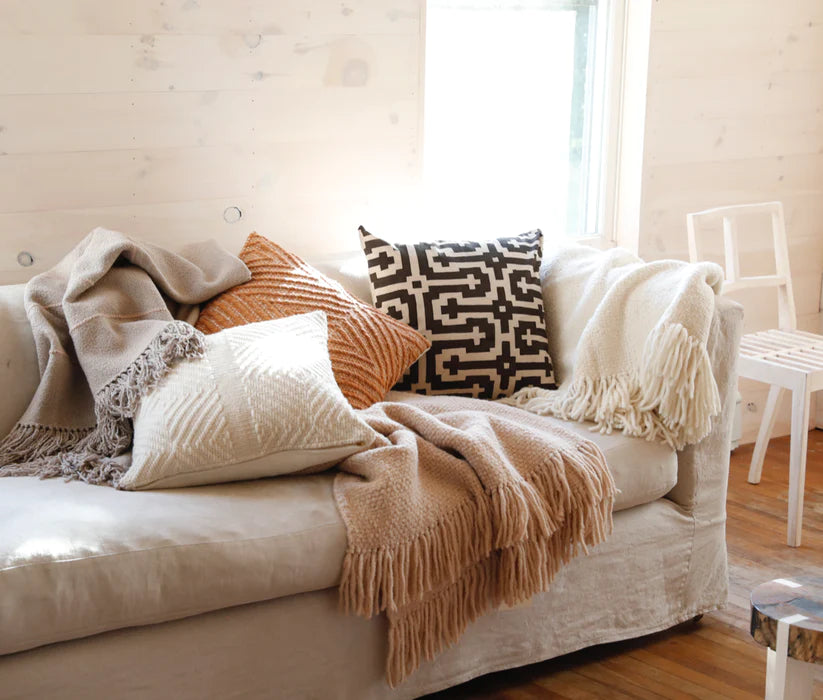 Hand Loomed Blanket in Nude, from Intiearth
