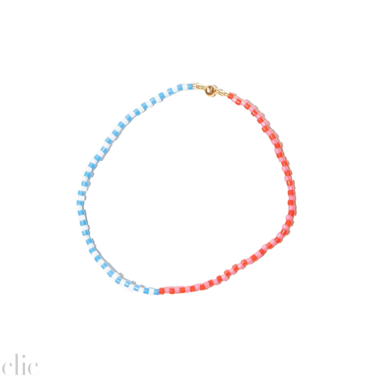Pink, Blue, Gold and White Stacked Beaded Bracelet, from Templestones