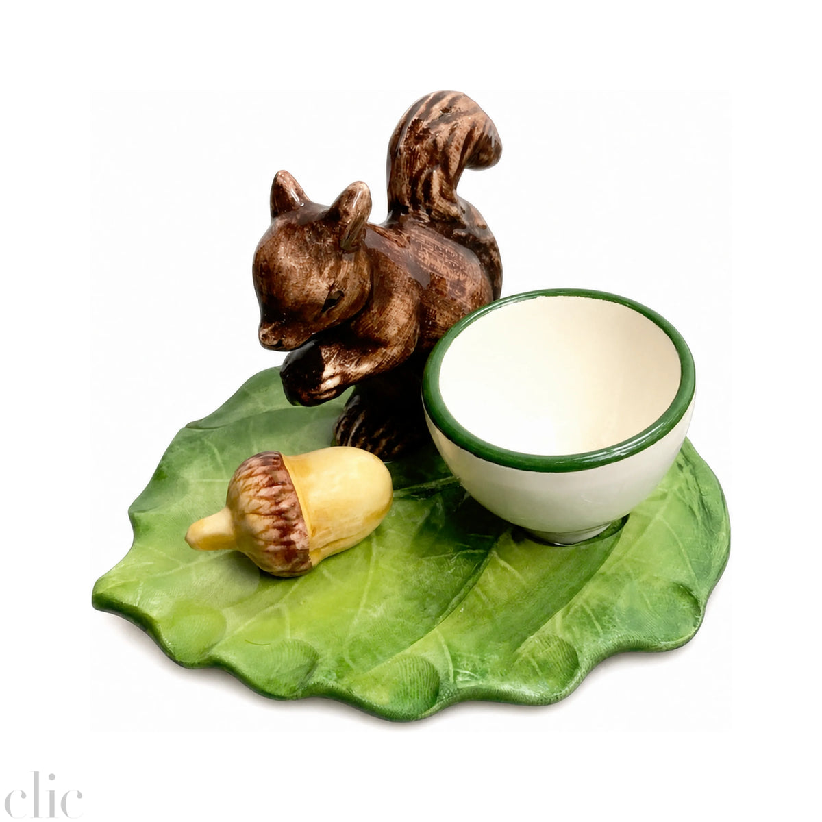 Majolica Squirrel and Acorn Egg Cup, from Au Bain Marie