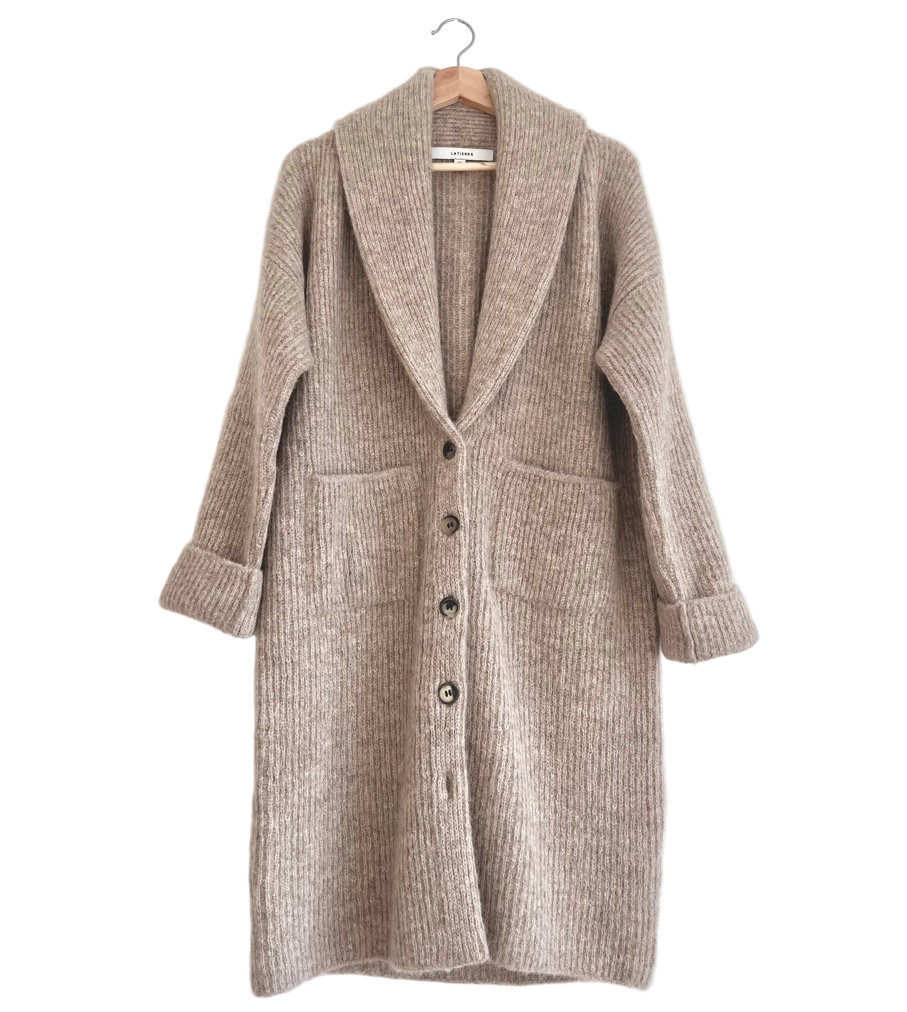 La Tierra Cardigan Coat in Oatmeal, from La Tierra