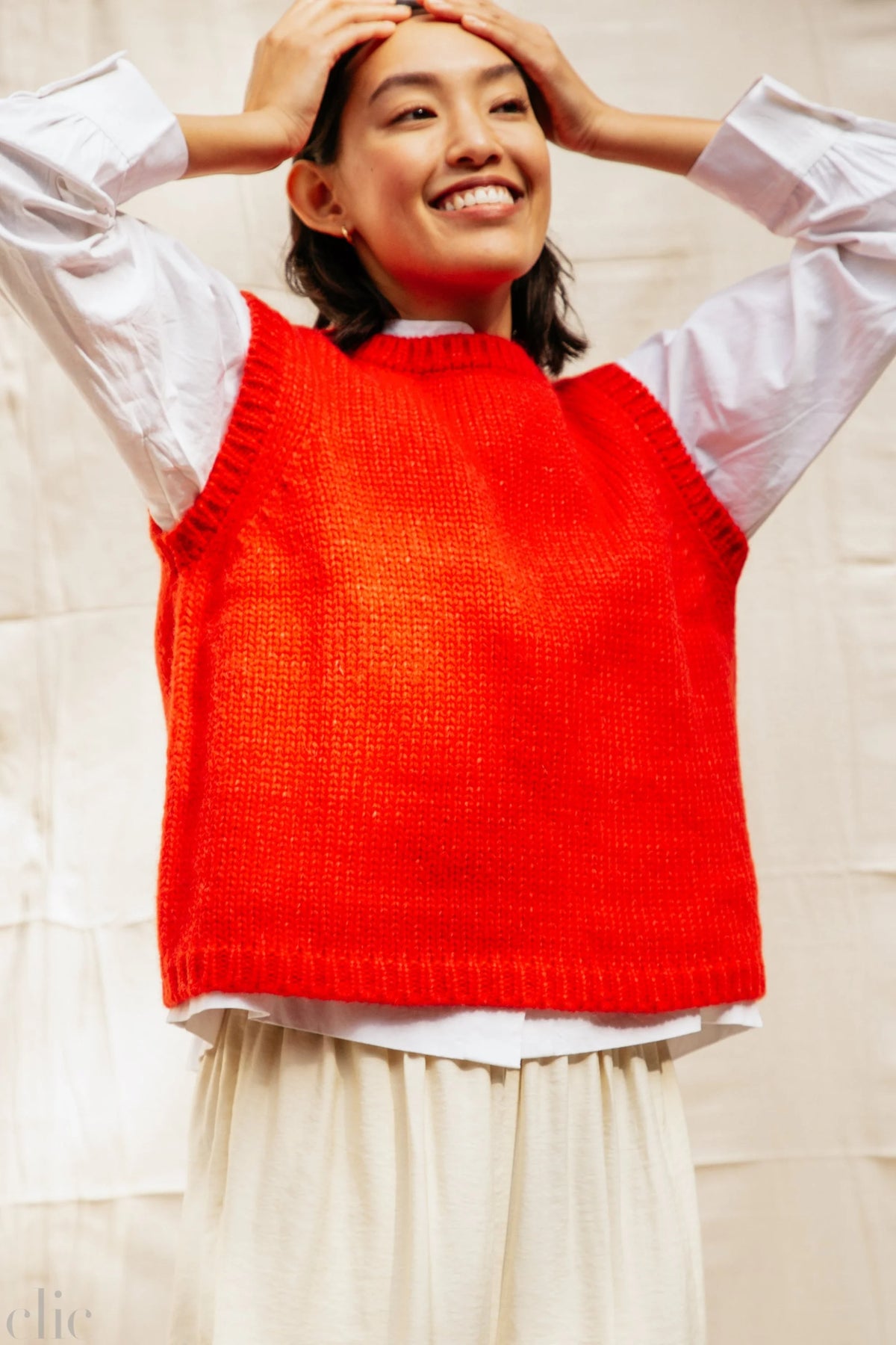 Sabine Sweater Vest in Habanero, from Nikki Chasin