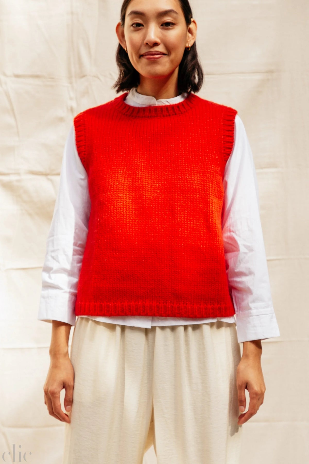 Sabine Sweater Vest in Habanero, from Nikki Chasin