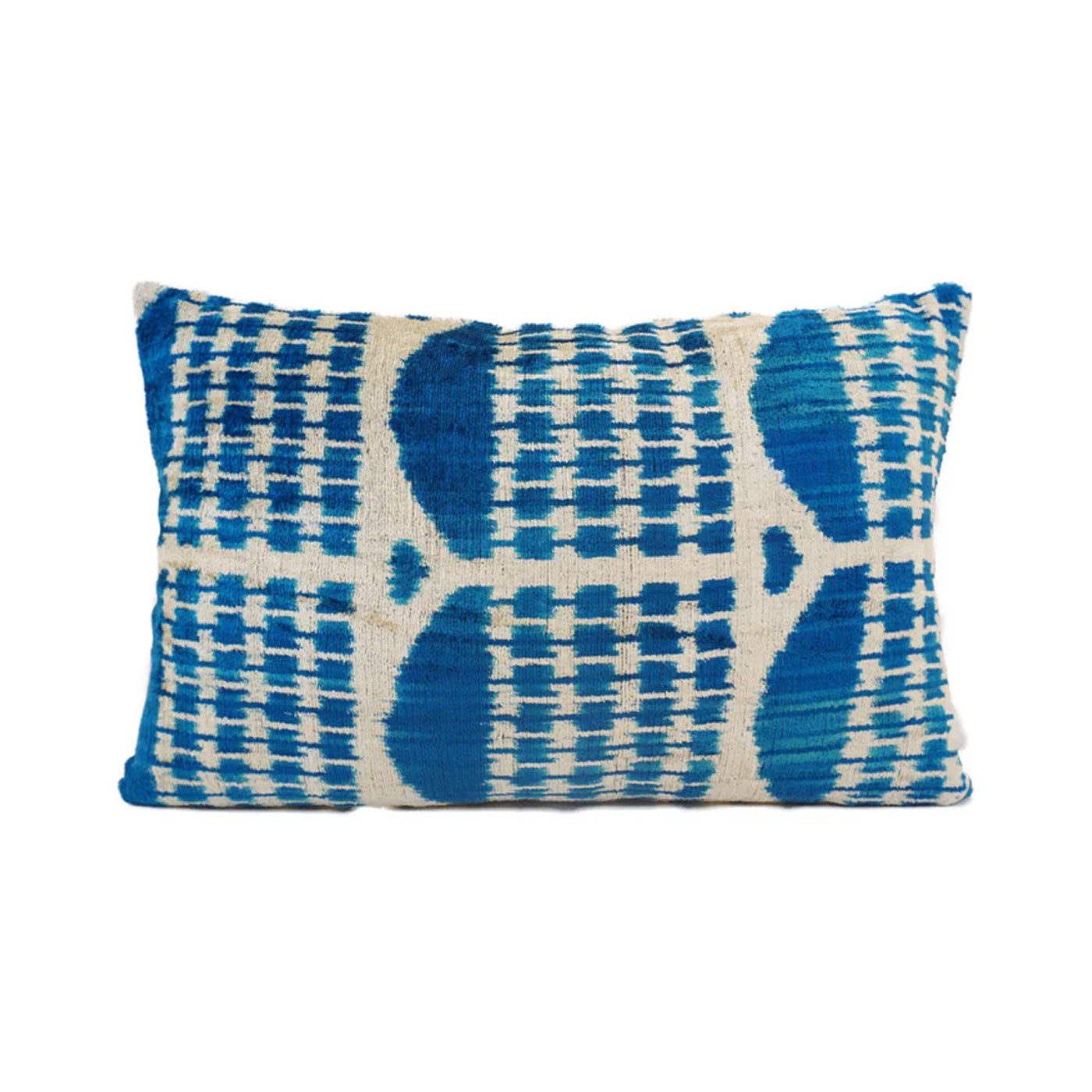 Ikat Silk Velvet Pillow in Fun Blue, from MD Home