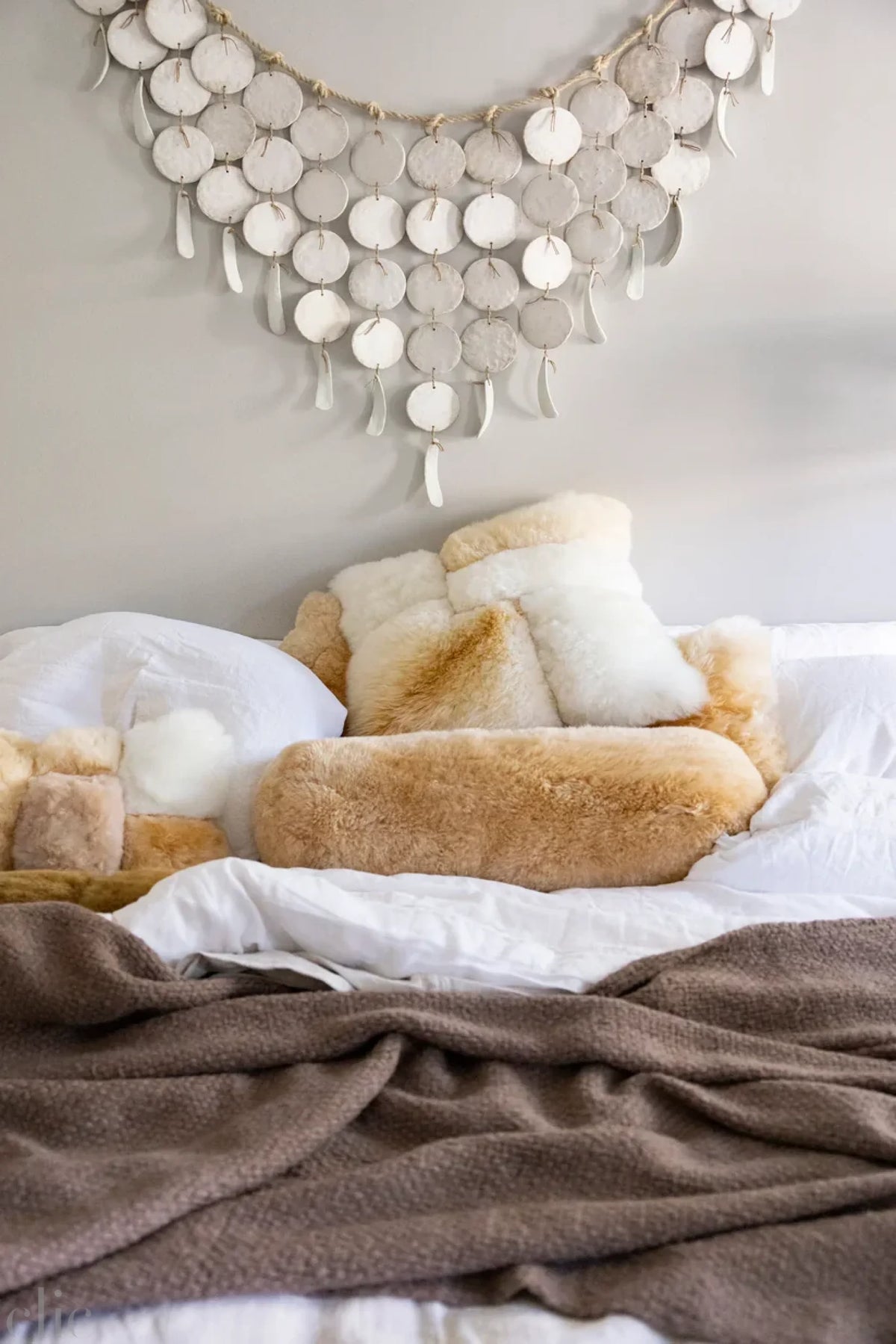Alpaca Bolster Pillow in Champagne