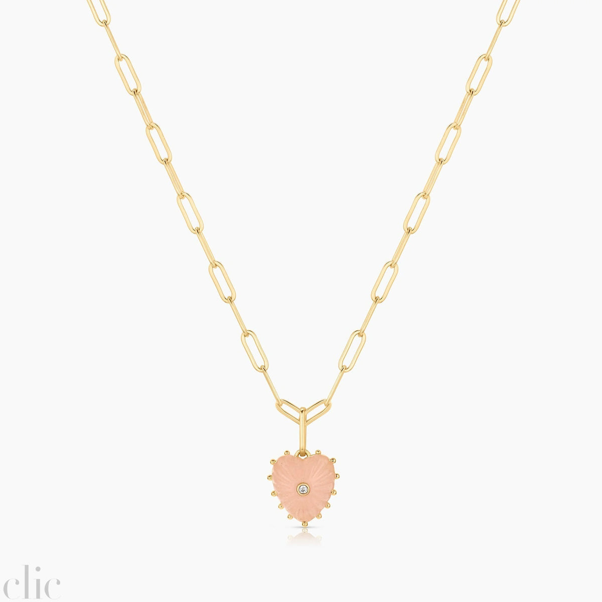 Isabel Heart Necklace in Pink Jade, from Thatch