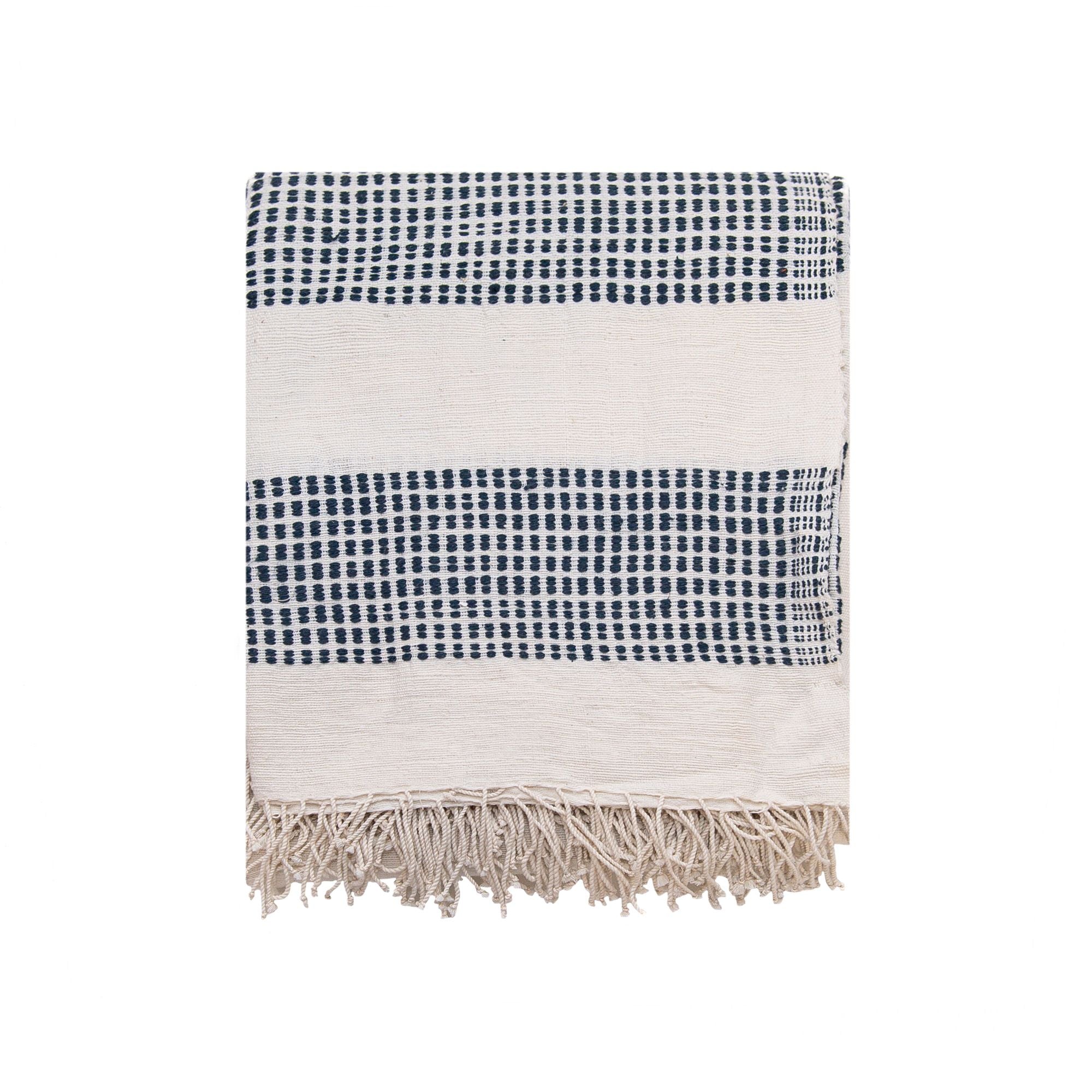 3 Pannel Dotted Blanket in Natural and Navy, from Creative Women