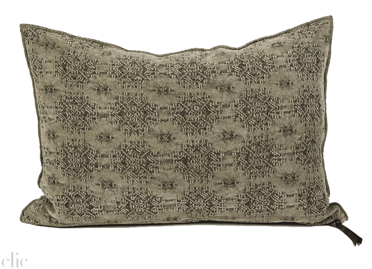 Kilim Jacquard Pillow 16x24 in Kaki, from Maison De Vacances