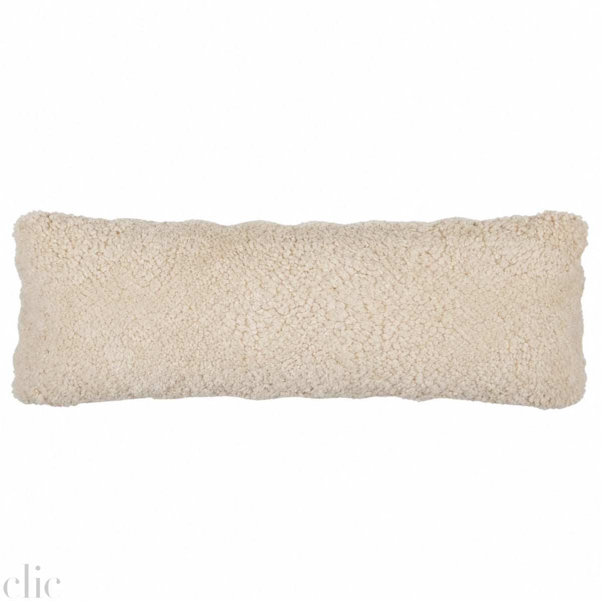Double Sided Curly Sheepskin Cushion 36" W x 14" in Pearl