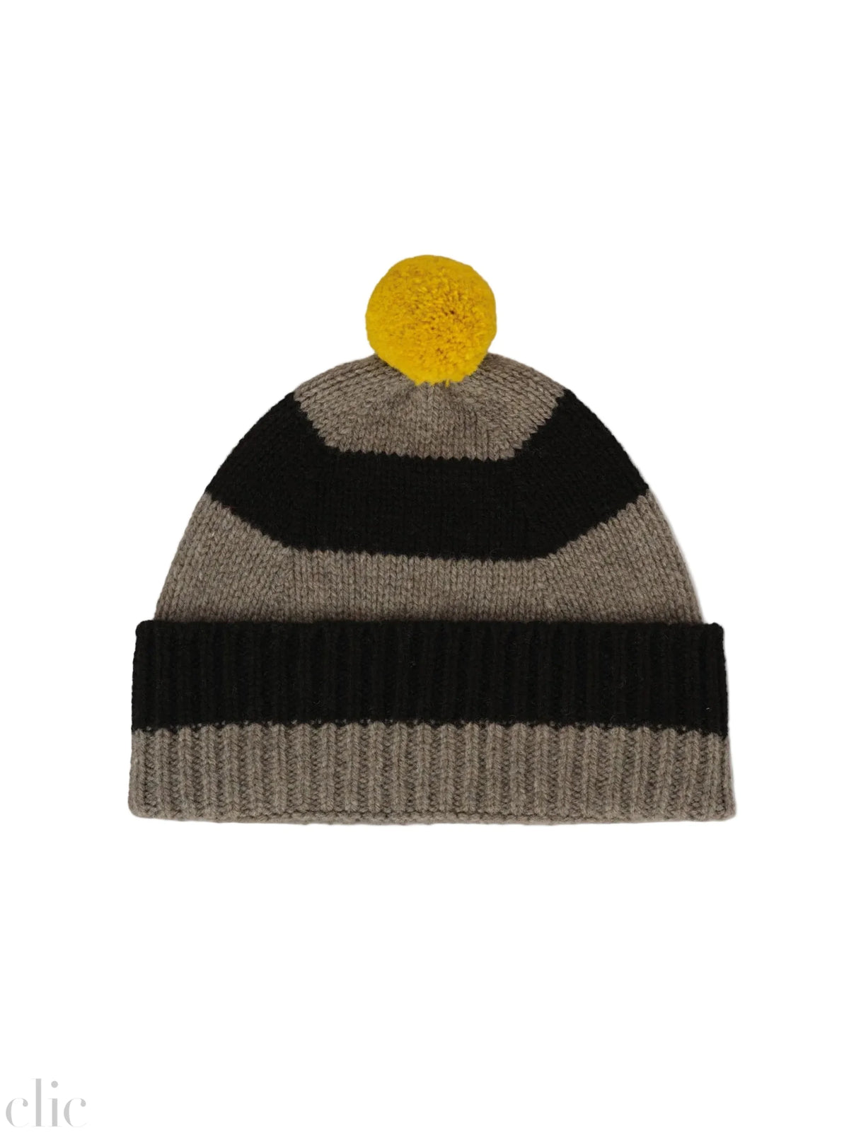 Stripe Pompom Hat in Moss and Black, from Jo Gordon