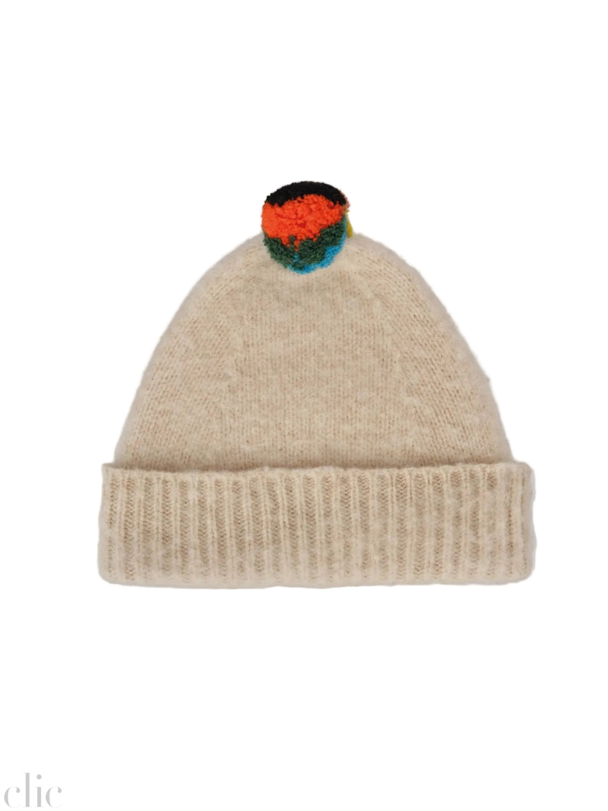 Brushed Plain Pompom Hat in Oatmeal, from Jo Gordon