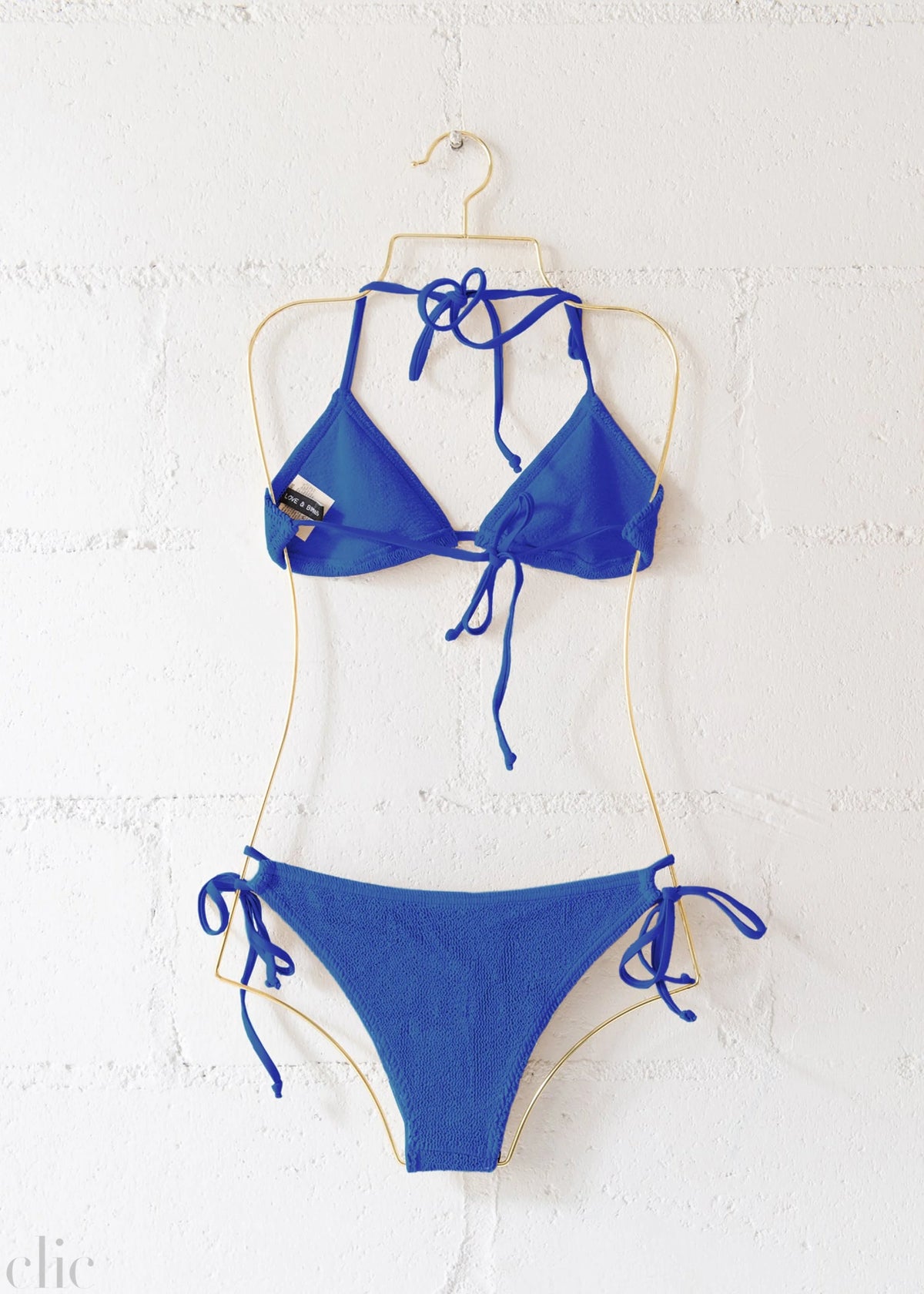 Jamaica Triangle Bikini Top in Metallic Denim, from Love & Bikinis