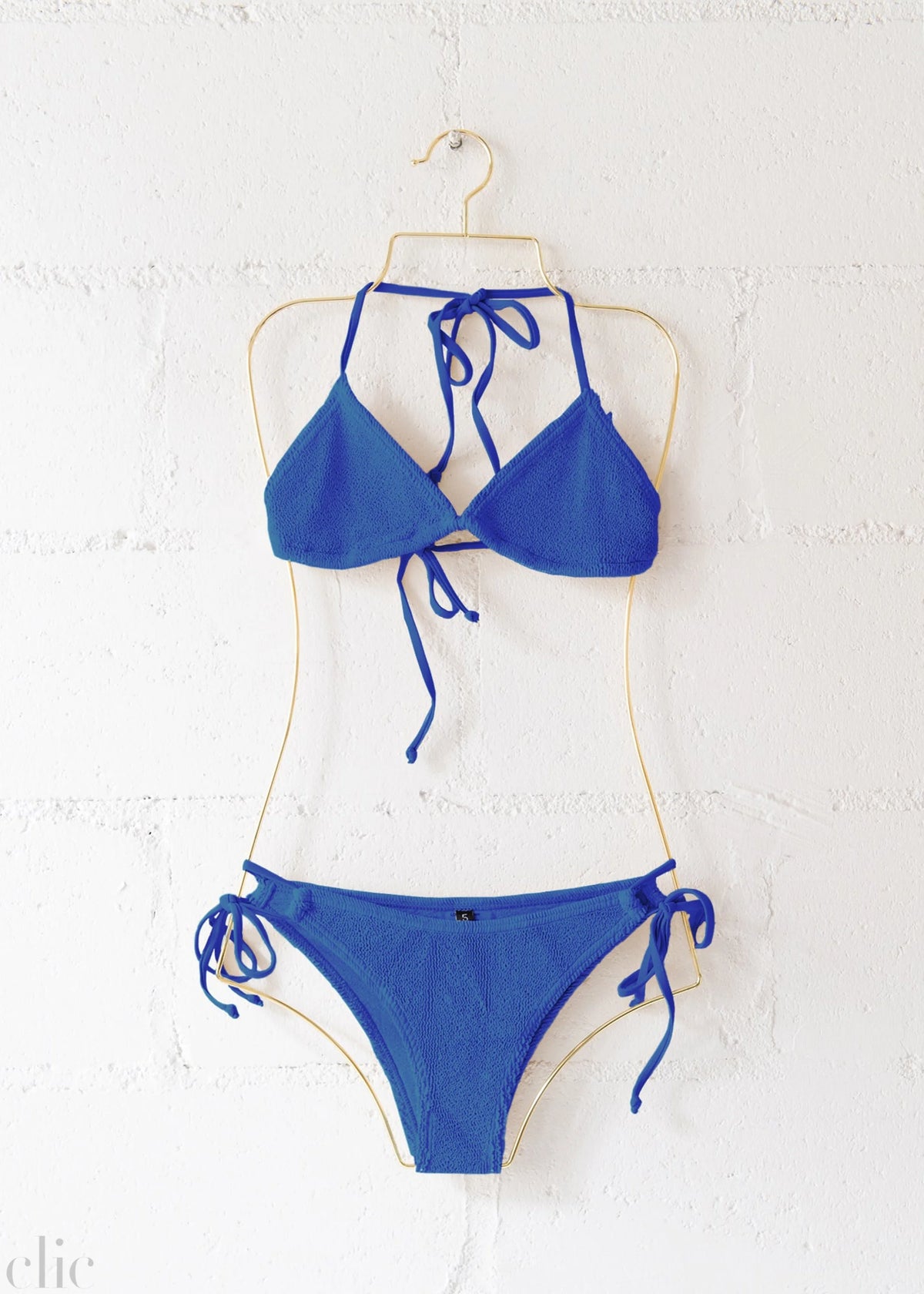 Jamaica Triangle Bikini Top in Metallic Denim, from Love & Bikinis
