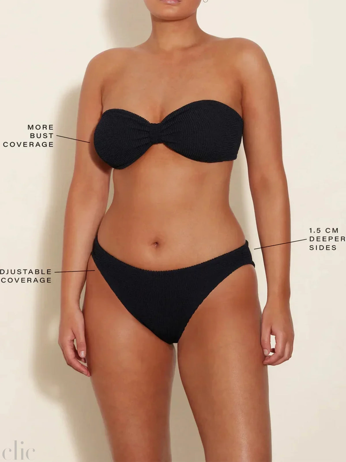 Coverage Jean bikini in Black, from Hunza G