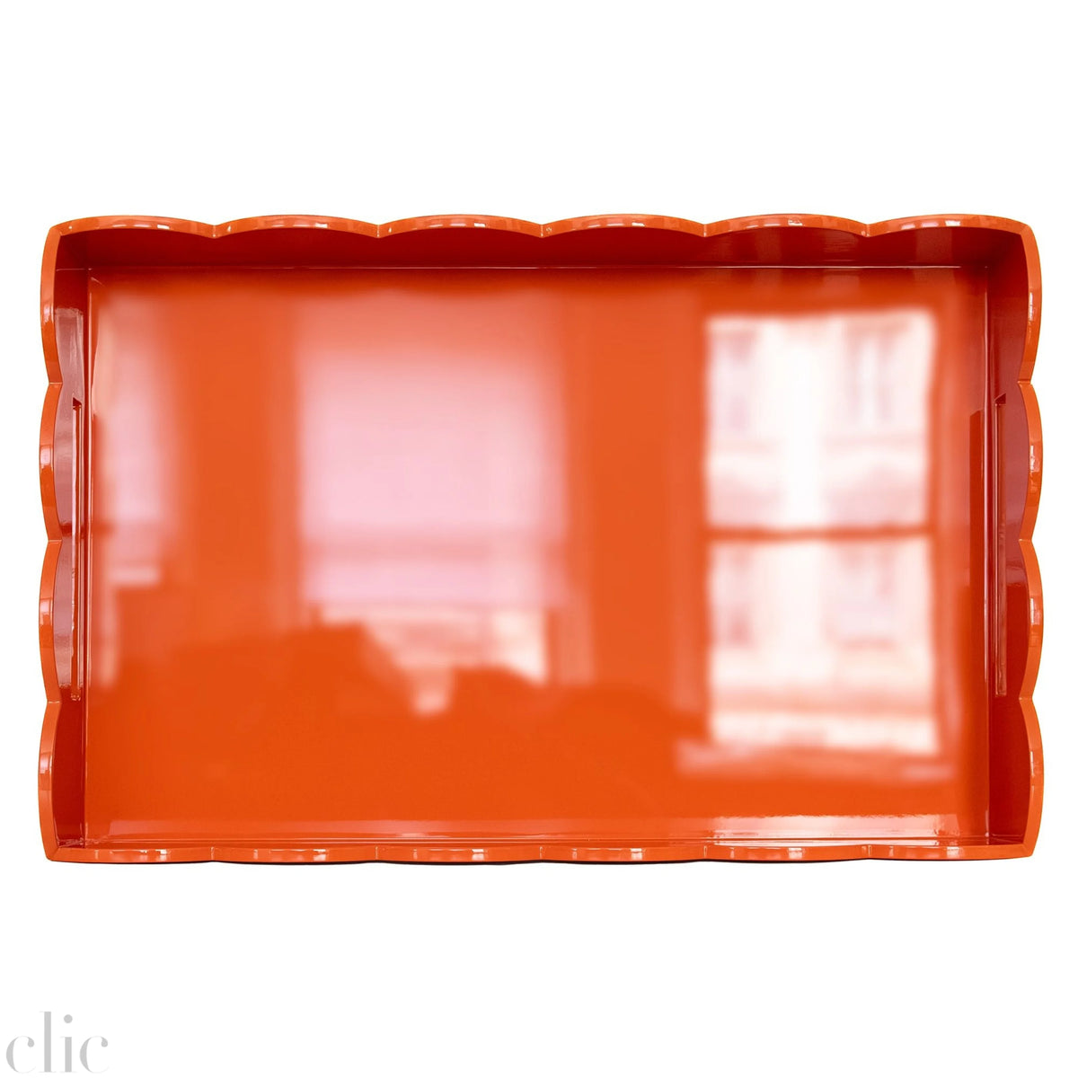 Rectangular Scallop Tray in Orange